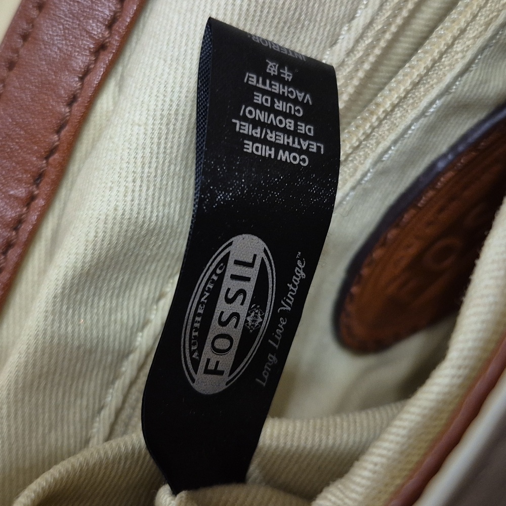 Fossil Memoir Novella Turn Lock Flap Brown & Cream Leather Crossbody Bag/Purse - Picture 7 of 15